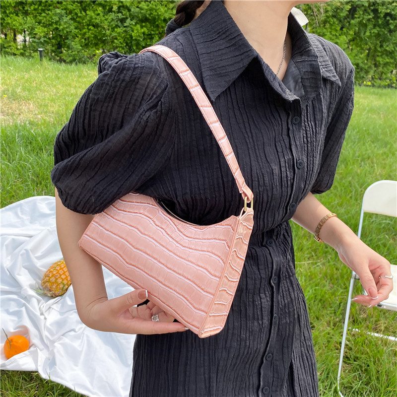 Crocodile Embossed Minimalist Shoulder Bag view 2