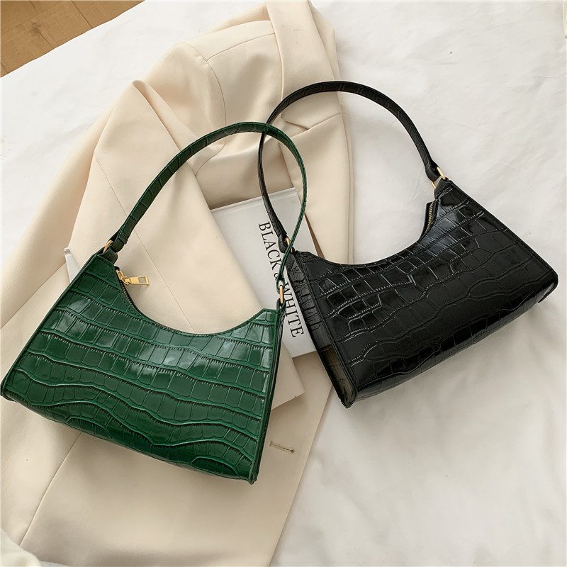 Crocodile Embossed Minimalist Shoulder Bag view 3