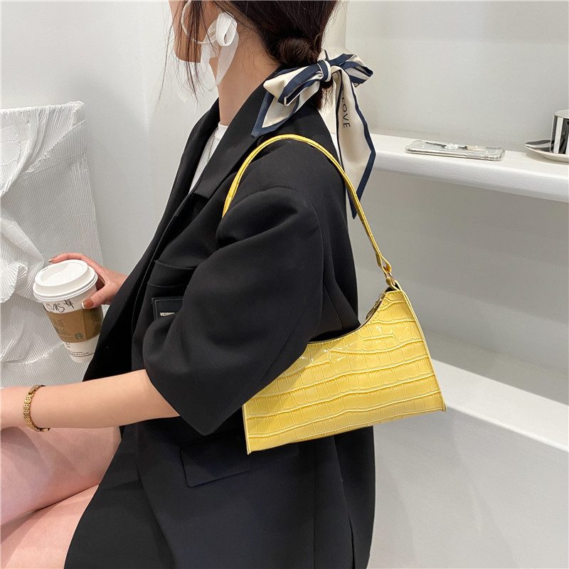 Crocodile Embossed Minimalist Shoulder Bag view 4