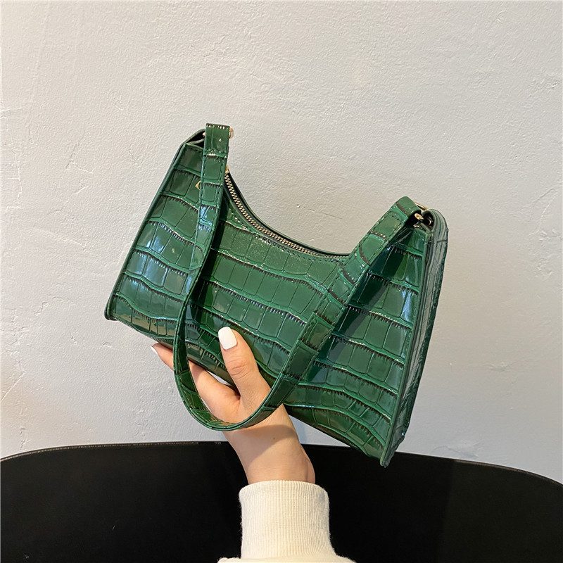 Crocodile Embossed Minimalist Shoulder Bag view 8