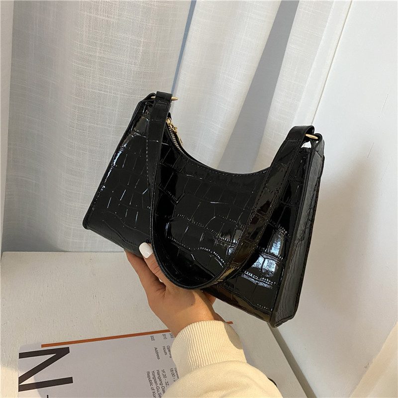 Crocodile Embossed Minimalist Shoulder Bag view 9