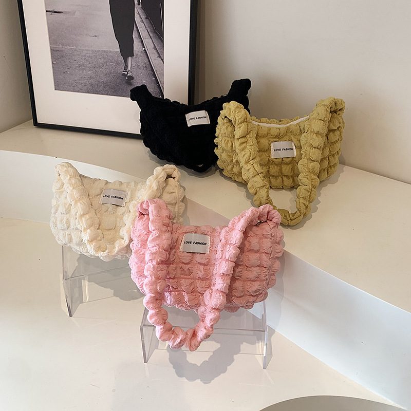 Pleated Puff Cotton Shoulder Bag