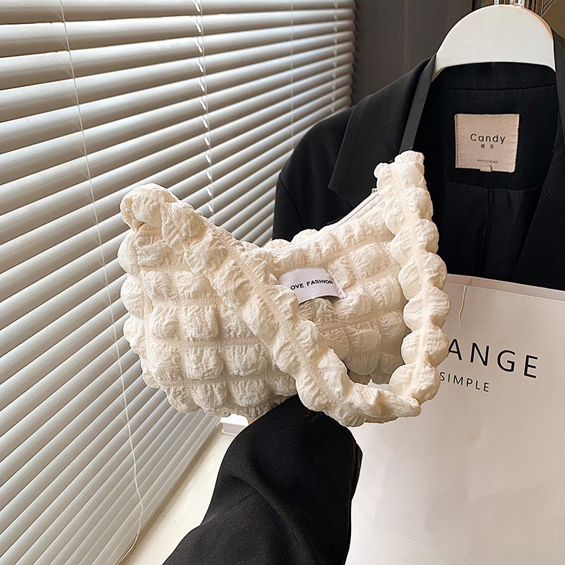 Pleated Puff Cotton Shoulder Bag view 3