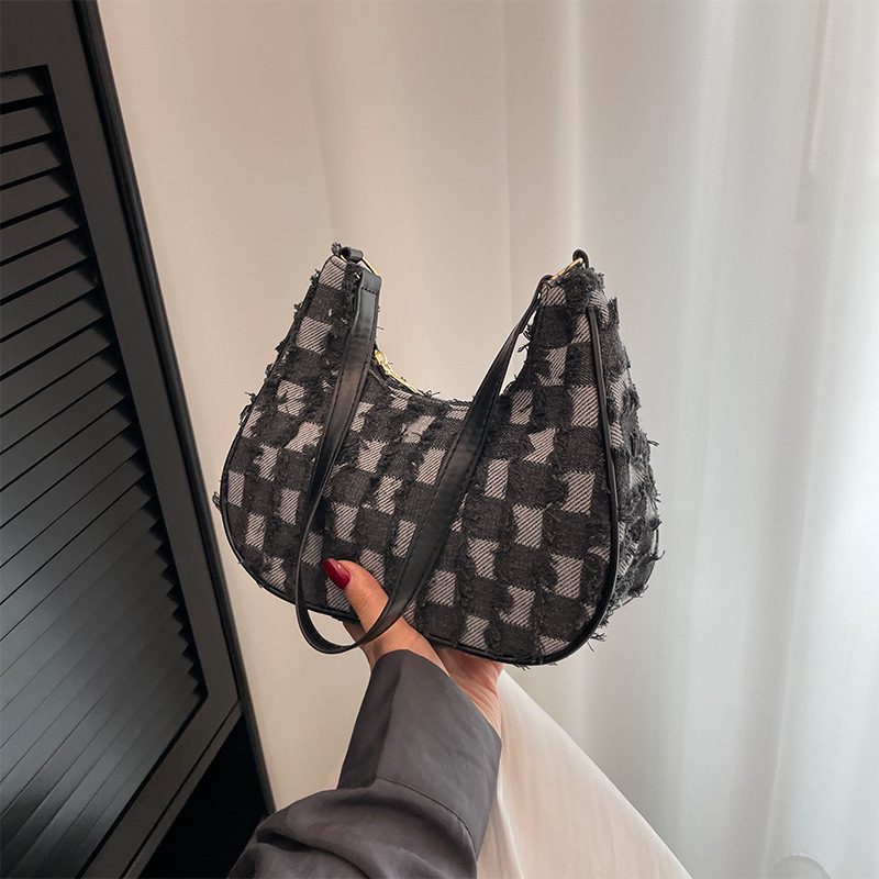 Color Block Canvas Baguette Shoulder Bag view 2