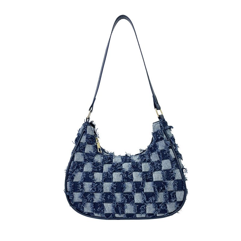Color Block Canvas Baguette Shoulder Bag view 5