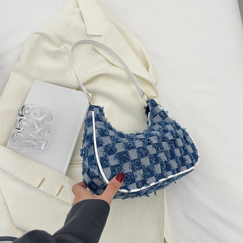 Color Block Canvas Baguette Shoulder Bag view 8
