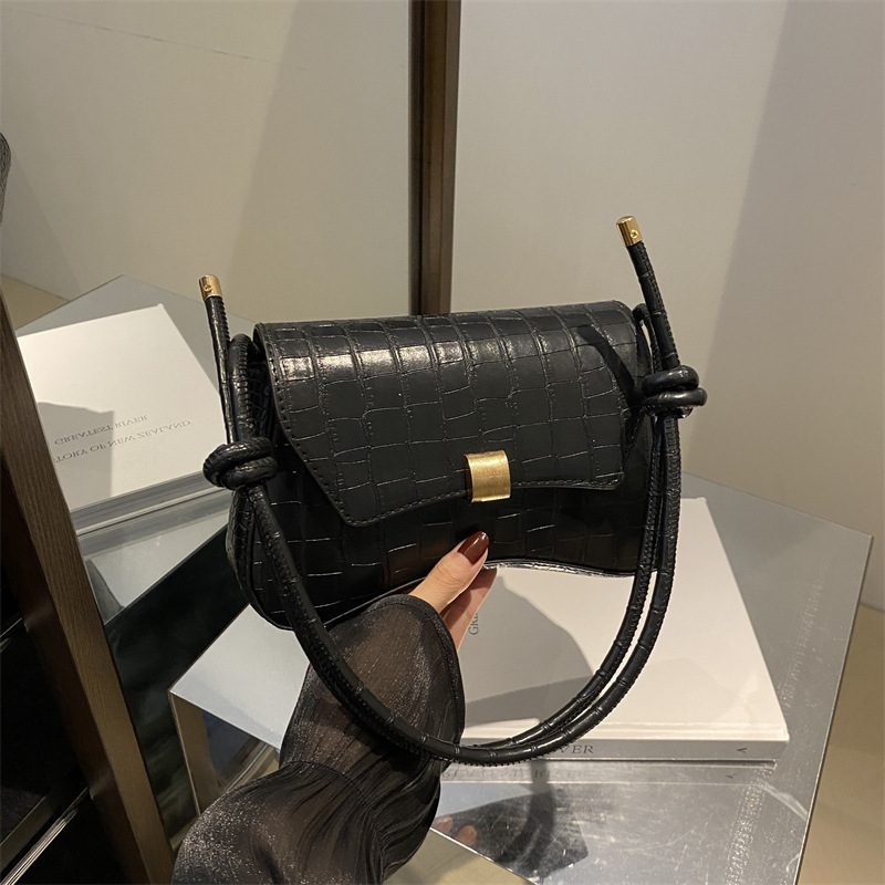 Crocodile Embossed Underarm Baguette Shoulder Bag view 2