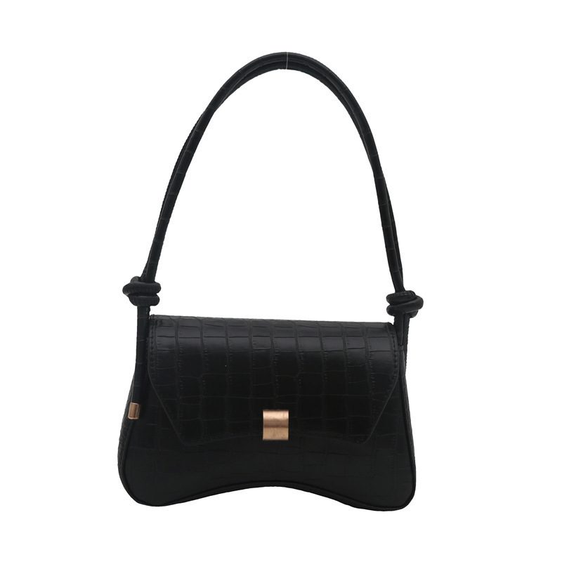 Crocodile Embossed Underarm Baguette Shoulder Bag view 5