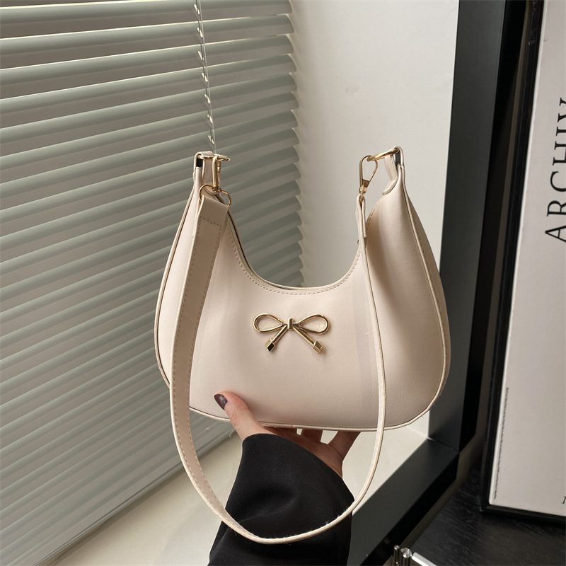 Bow Decor Crescent Shoulder Bag view 4