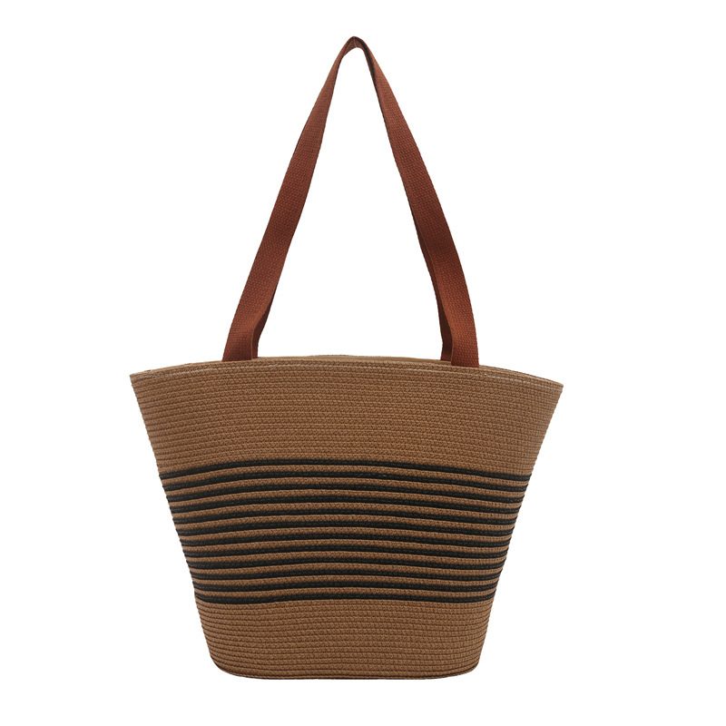 Sac épaule color-block en corde de coton tissée view 6