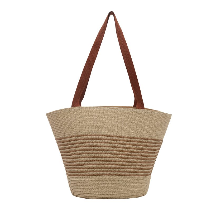 Sac épaule color-block en corde de coton tissée view 7
