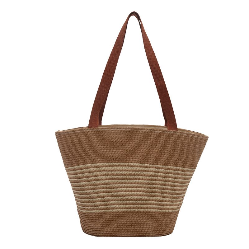 Sac épaule color-block en corde de coton tissée view 8