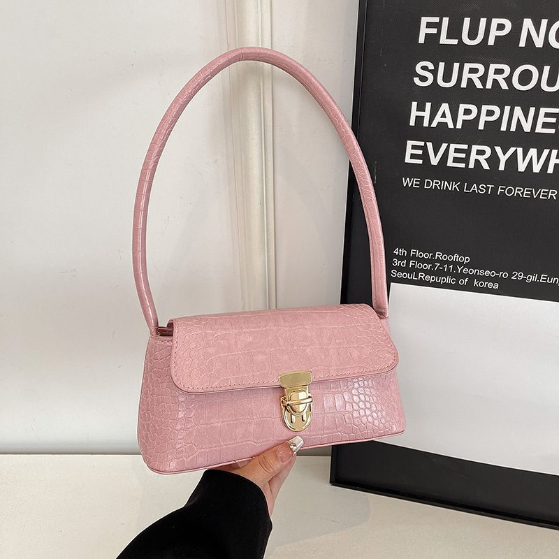 Crocodile Embossed Shoulder Bag view 3
