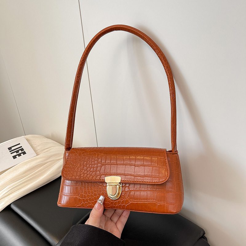 Crocodile Embossed Shoulder Bag view 4