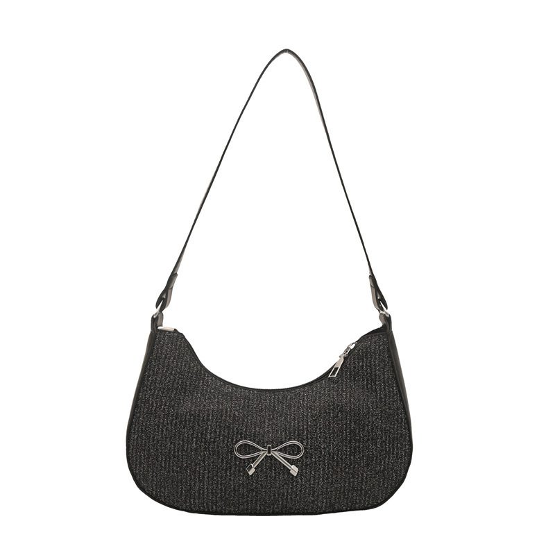 Bolsa de Ombro Meia-Lua com Laço e Strass view 5