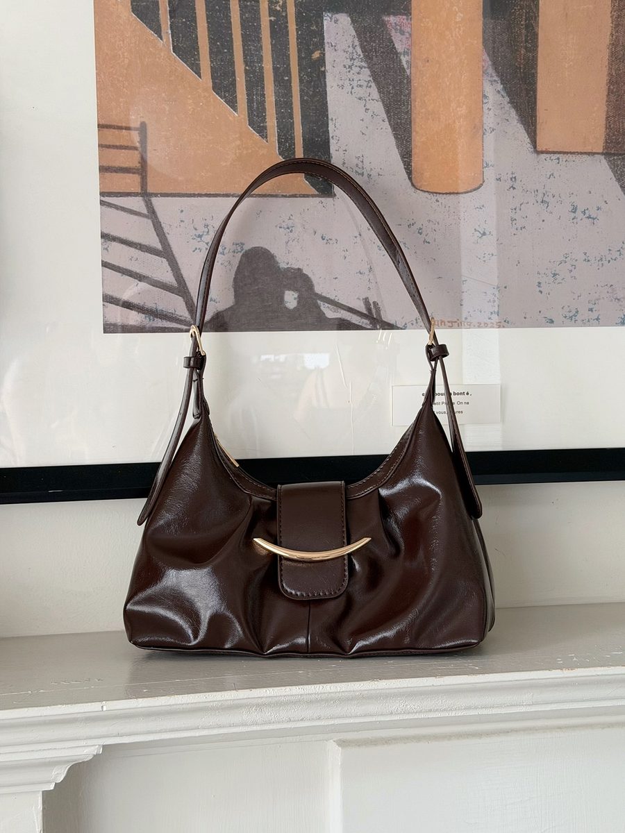 Minimalist Hobo Shoulder Bag Small Black view 6