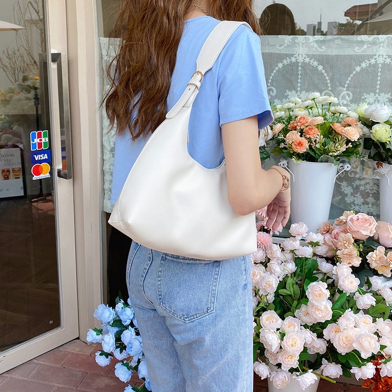 Soft PU Baguette Shoulder Bag Beige
