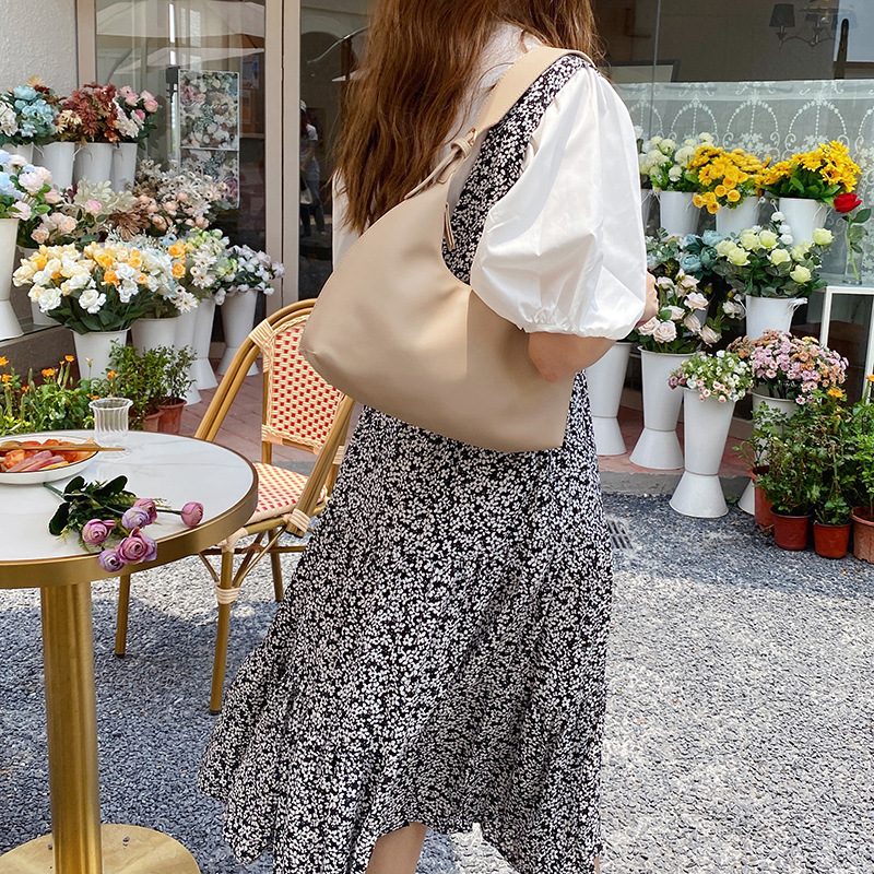 Soft PU Baguette Shoulder Bag Beige view 3