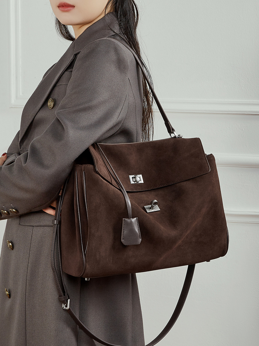 Rodeo Kelly-Style Tote — Brushed Cowhide with Signature Silver Buckle view 3