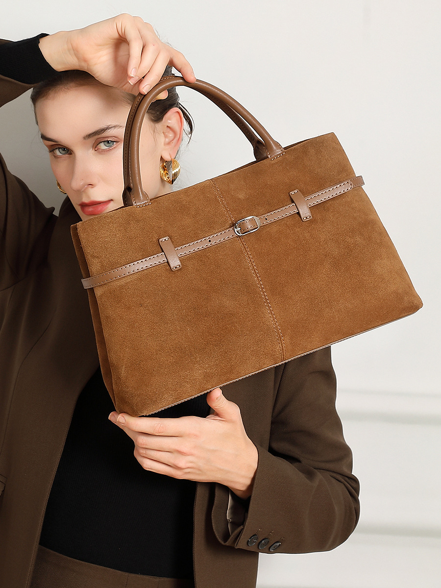 YY-TOT-041 suede relaxed large tote in wine purple — wholesale suede relaxed tote YANYAN