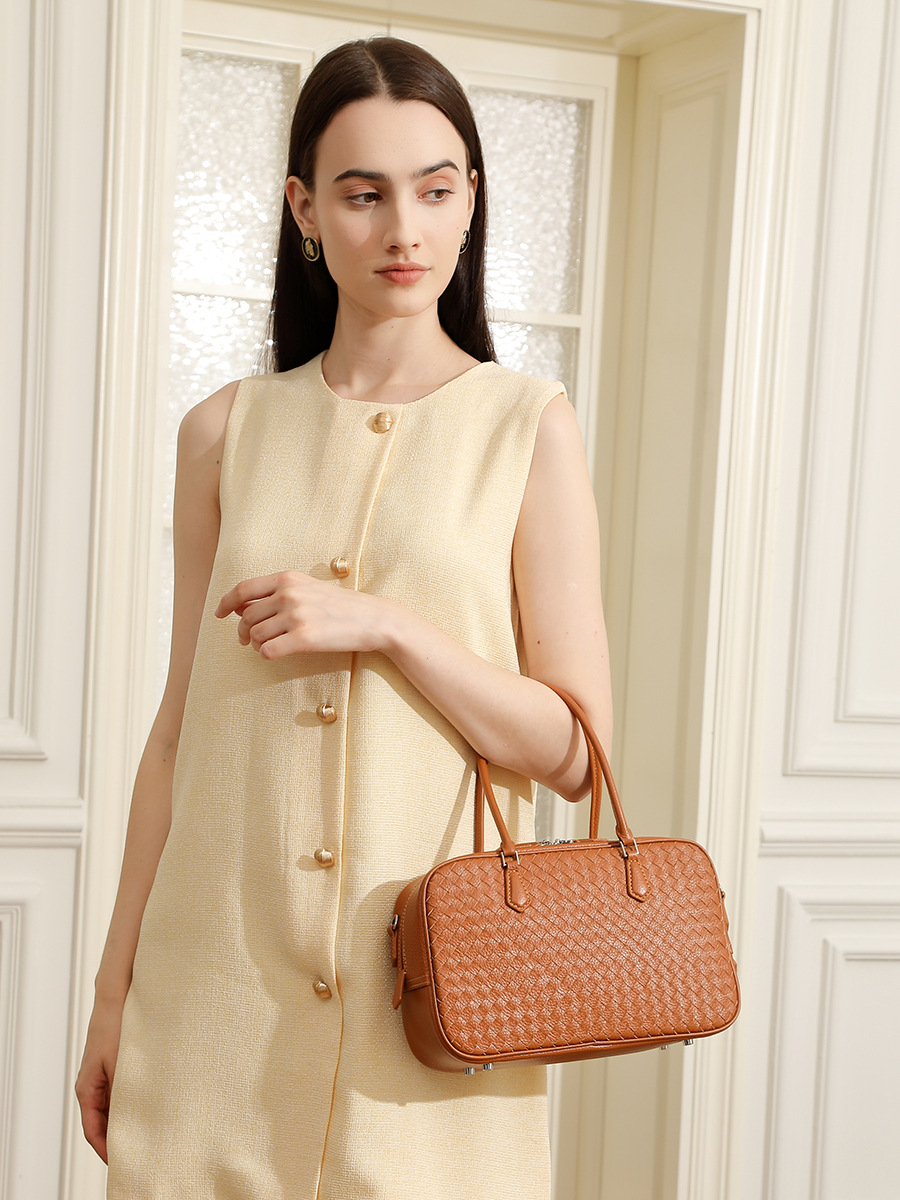 Hand-Woven Cowhide Tote — Boutique Black Single-Colour view 3