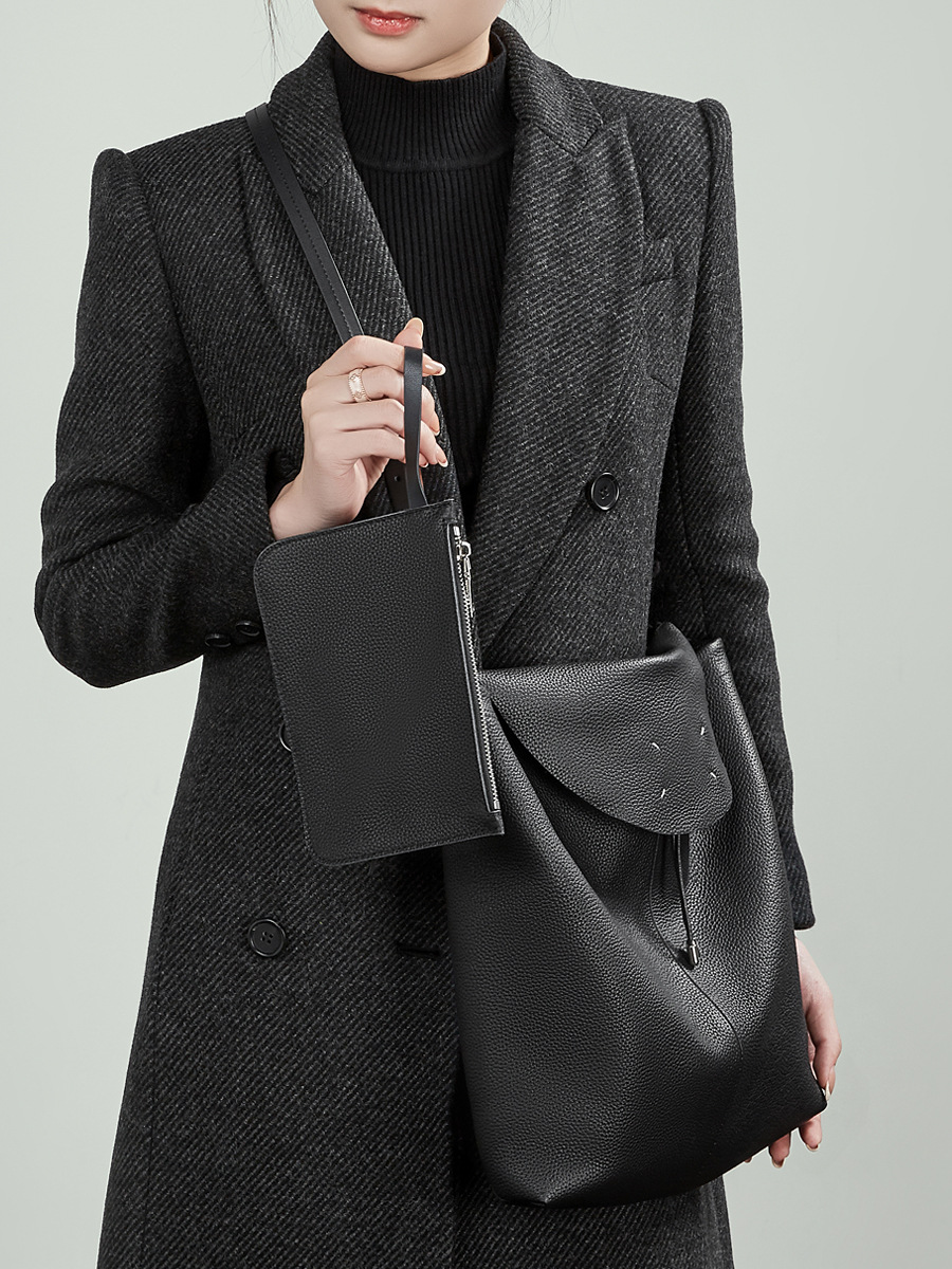 Ultra-Slim Tall Trapezoid Tote — Hobo Hybrid Two-Colour view 2
