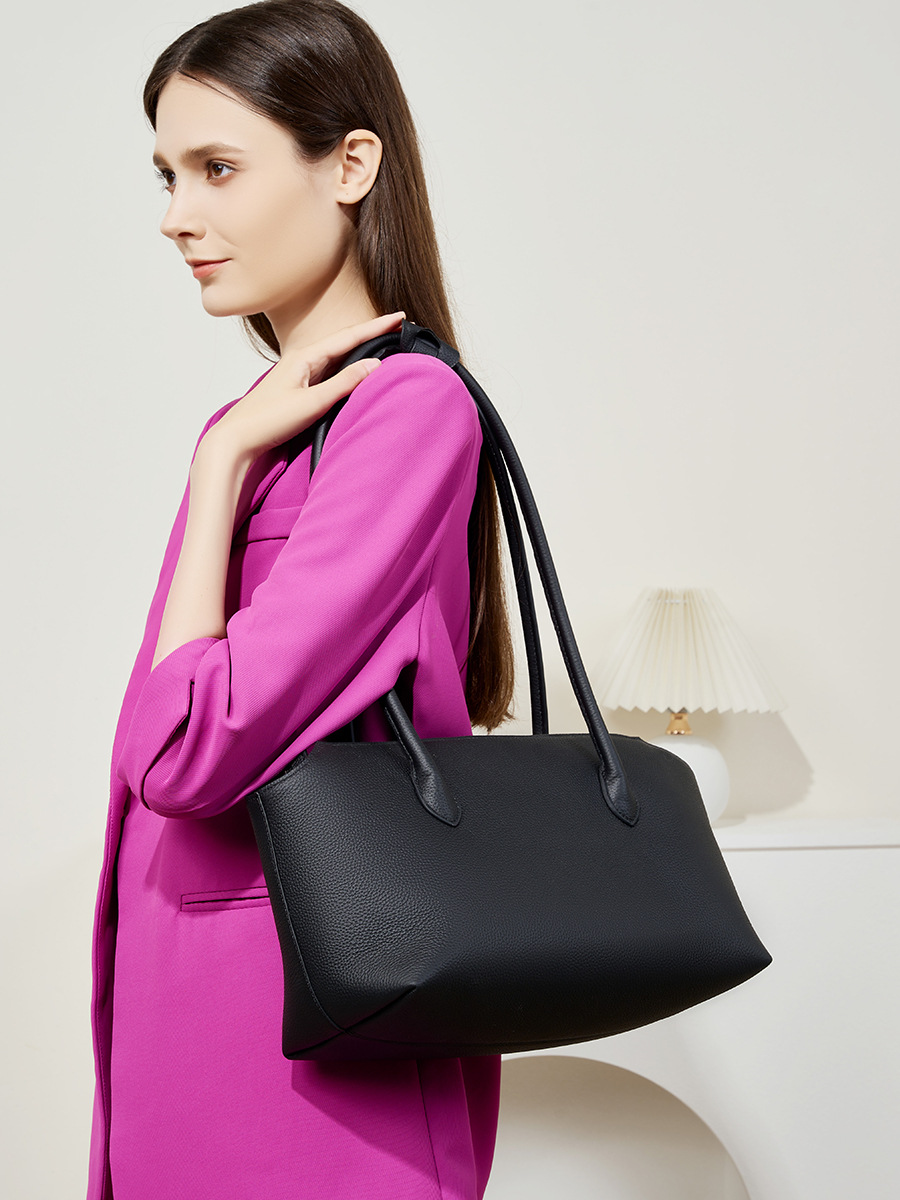 French Minimalist Cowhide Tote — Elephant Grey Boutique Statement view 2