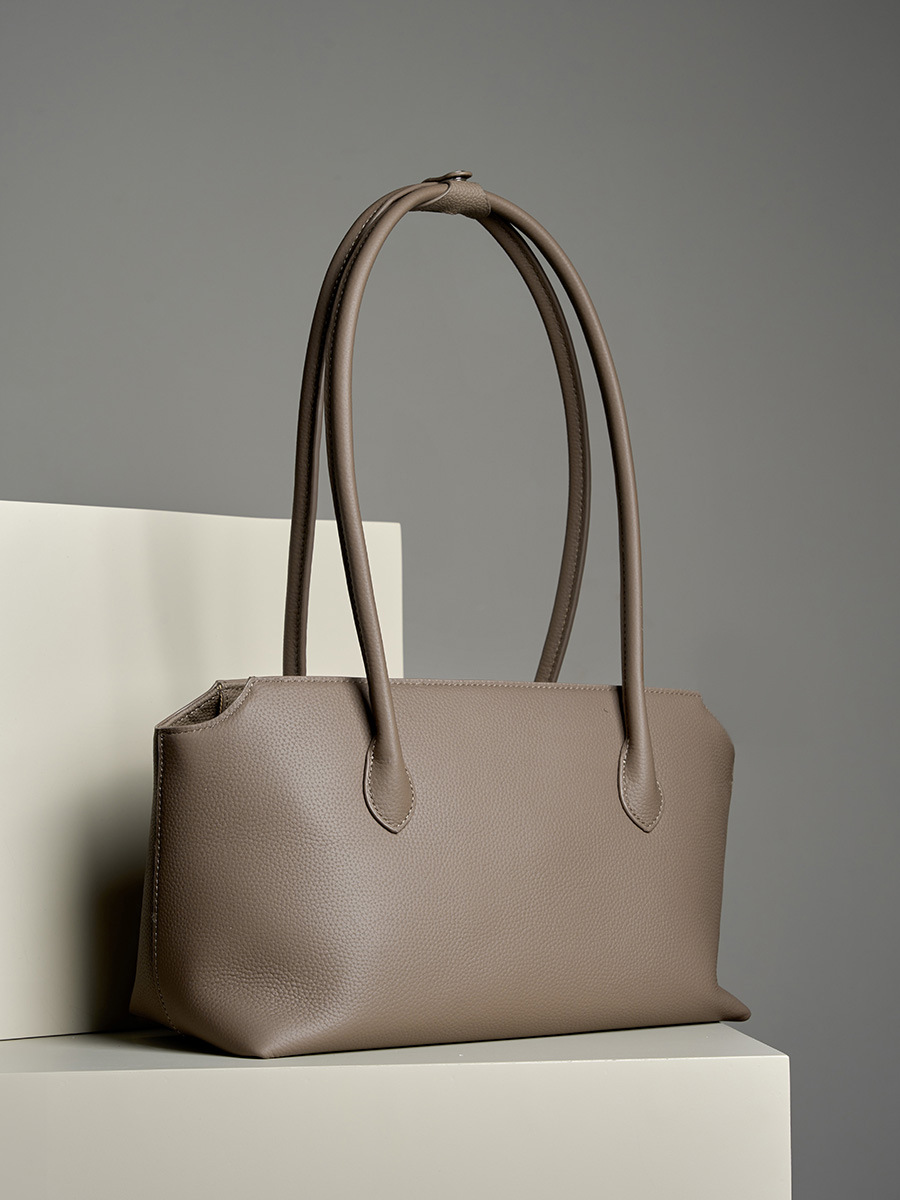 French Minimalist Cowhide Tote — Elephant Grey Boutique Statement view 5