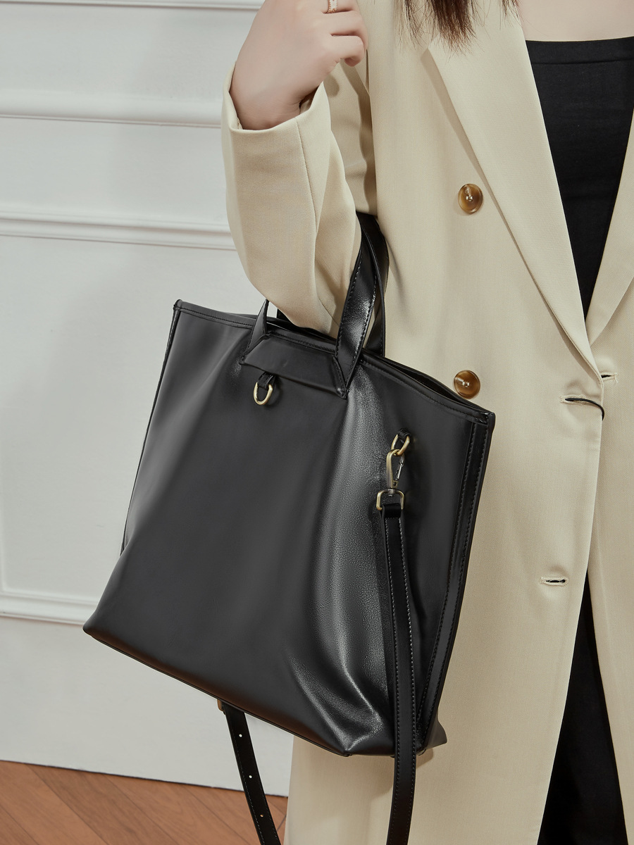 Veg-Tan Guangzhou Cross-Border Large Trapezoid Tote — Two-Colour Tall Statement view 4