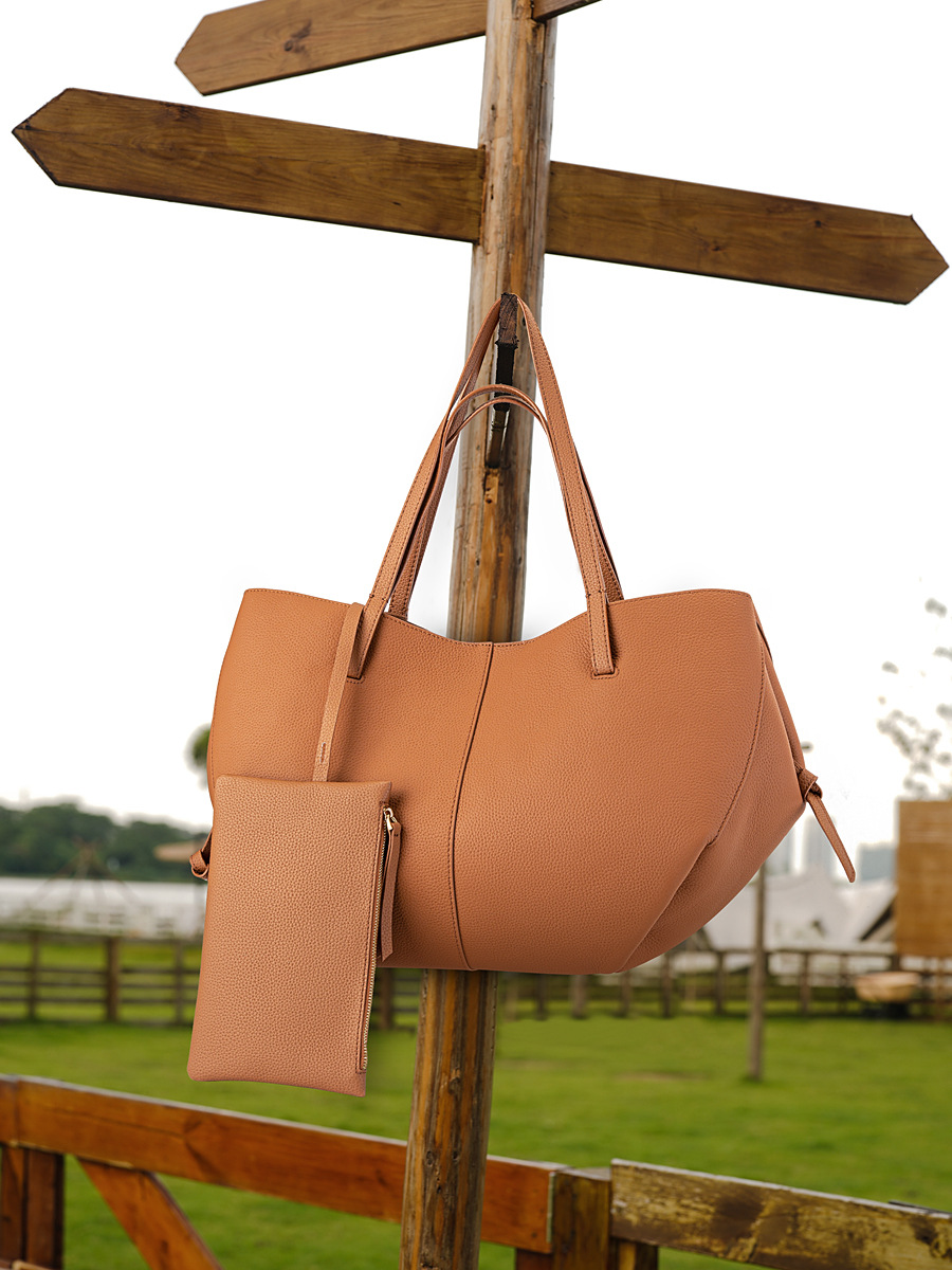 Cross-Border Market-Basket Mother-Daughter Large Tote — Black Single-Colour Statement view 4