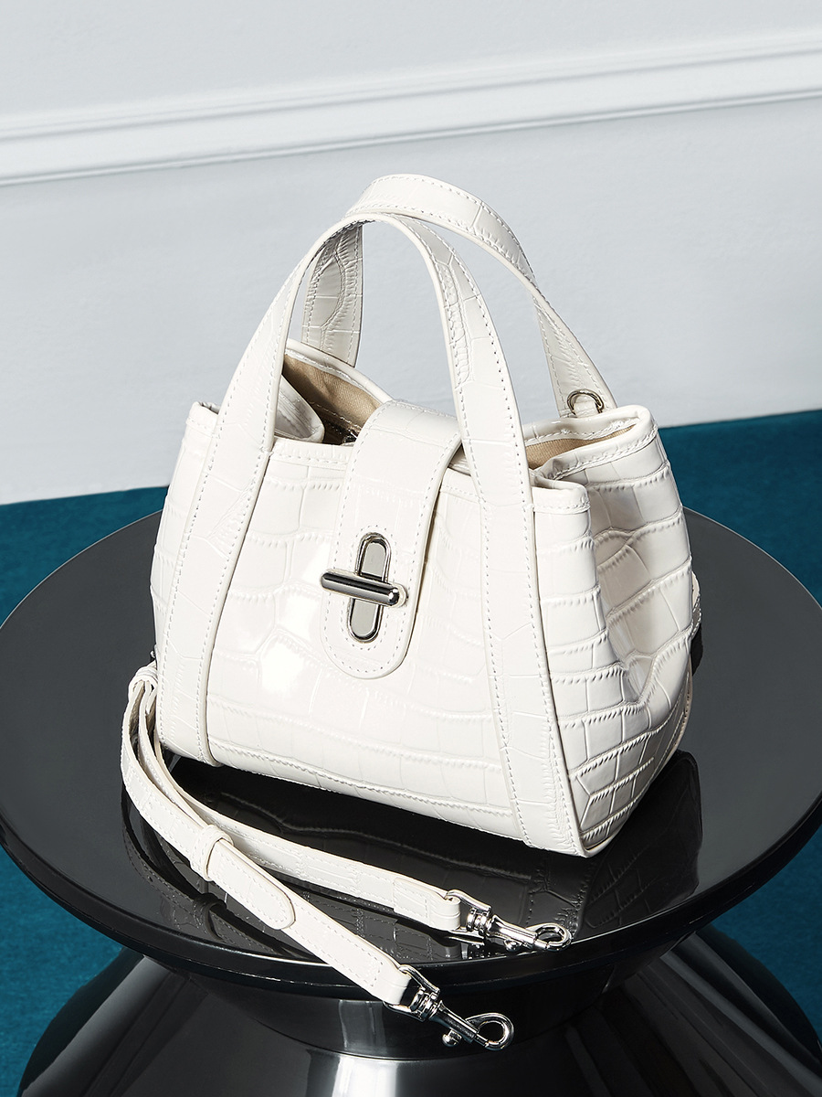 Croc-Pattern Market-Basket Tote — Two-Colour Mini Statement view 4