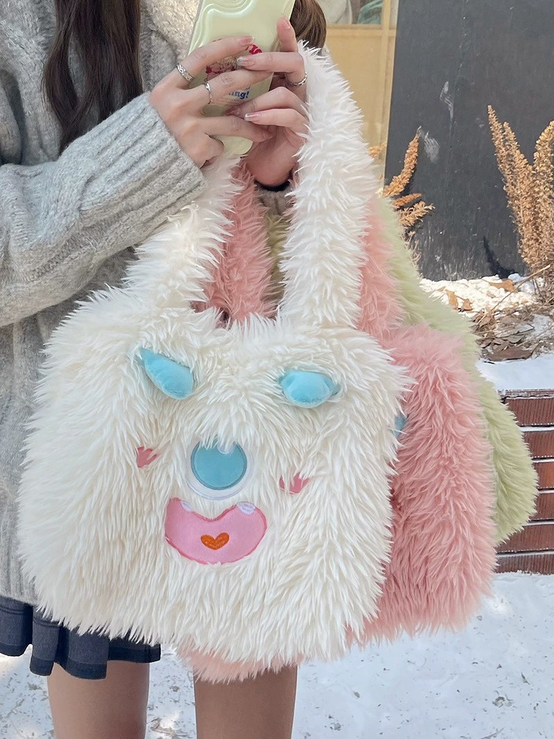 Plush Faux Fur Tote Bag for wholesale OEM — YANYAN Bags Guangzhou handbag factory