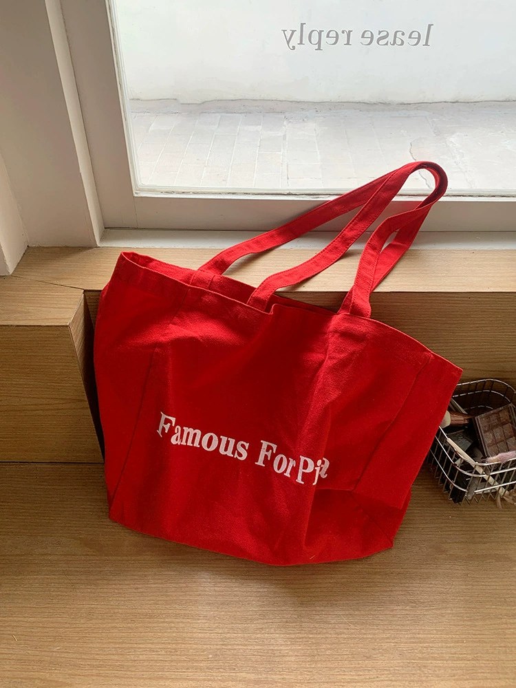 Red Cotton Canvas Tote Bag for wholesale OEM — YANYAN Bags Guangzhou handbag factory