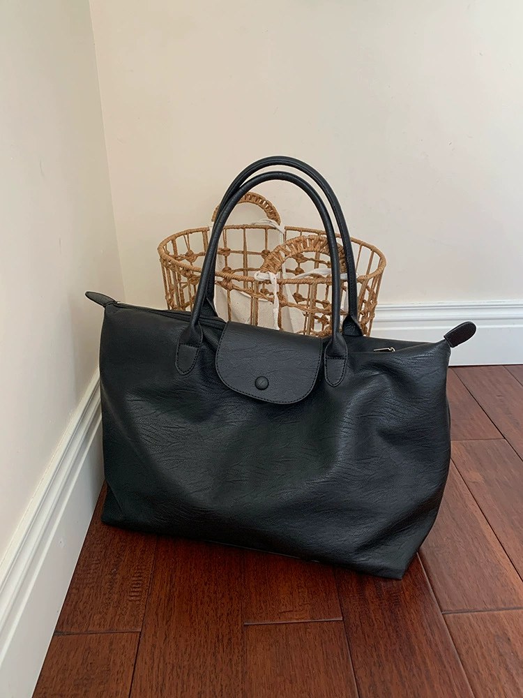 Black PU Leather Tote Bag for wholesale OEM — YANYAN Bags Guangzhou handbag factory