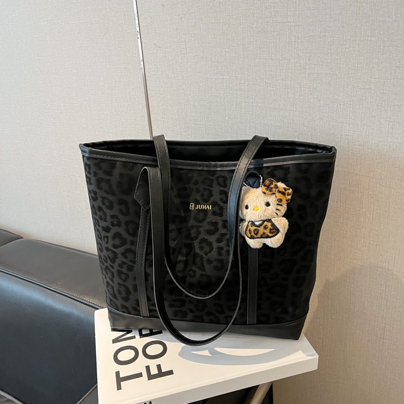 Vintage Leopard Print Large Capacity Tote Bag view 3