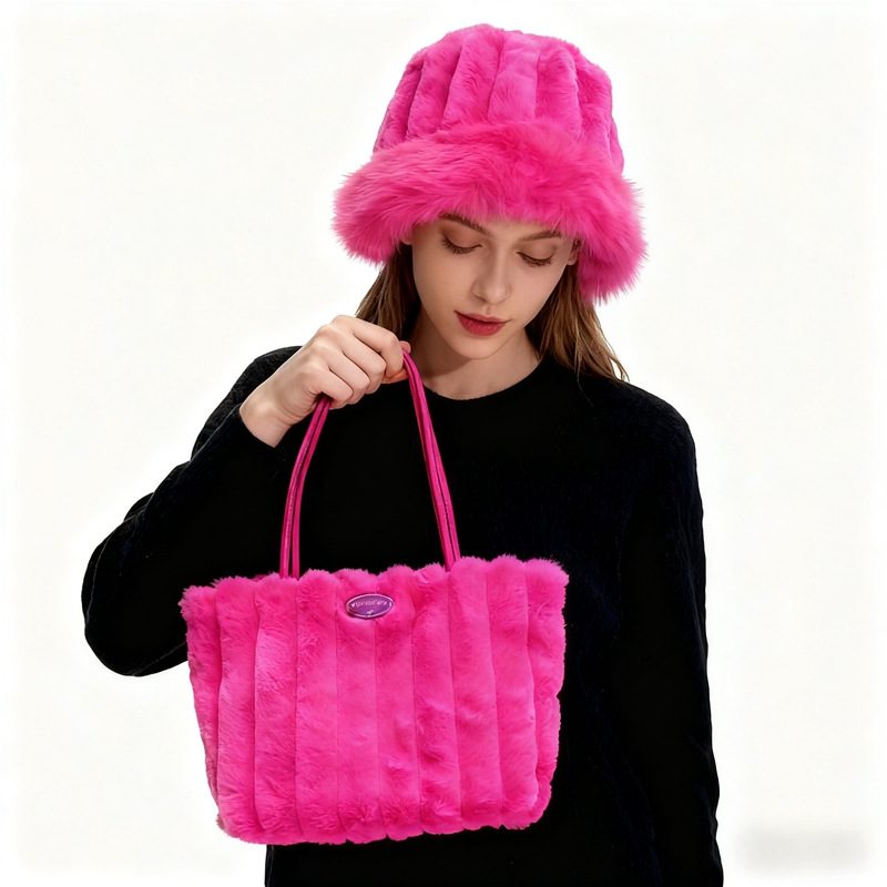 Faux Fur Large Capacity Shoulder Tote Bag view 10