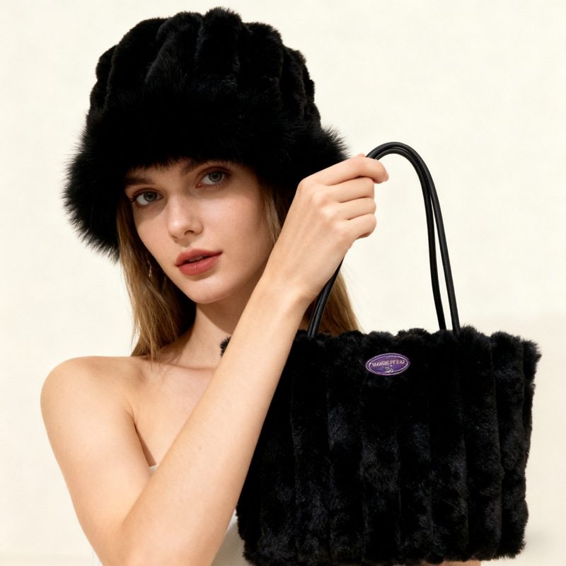 Faux Fur Large Capacity Shoulder Tote Bag view 6