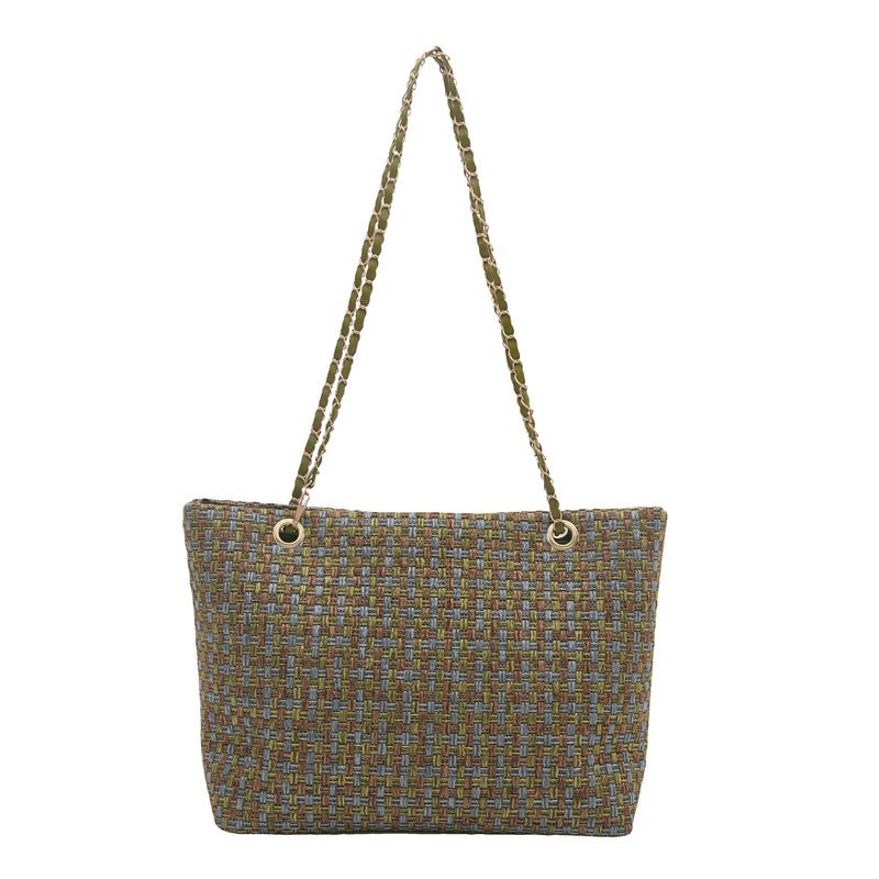 Plaid Chain Large Capacity Shoulder Tote Bag view 8
