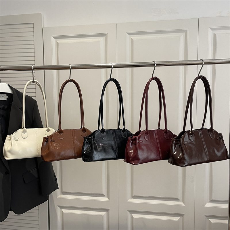 Glossy Leather Large Capacity Shoulder Tote Bag