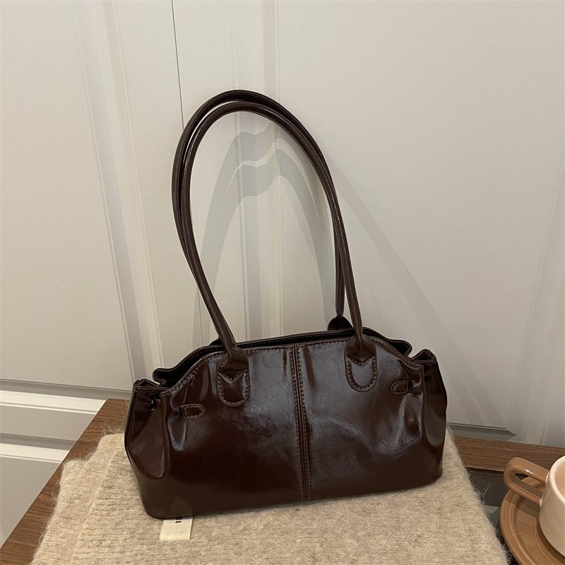 Glossy Leather Large Capacity Shoulder Tote Bag view 3