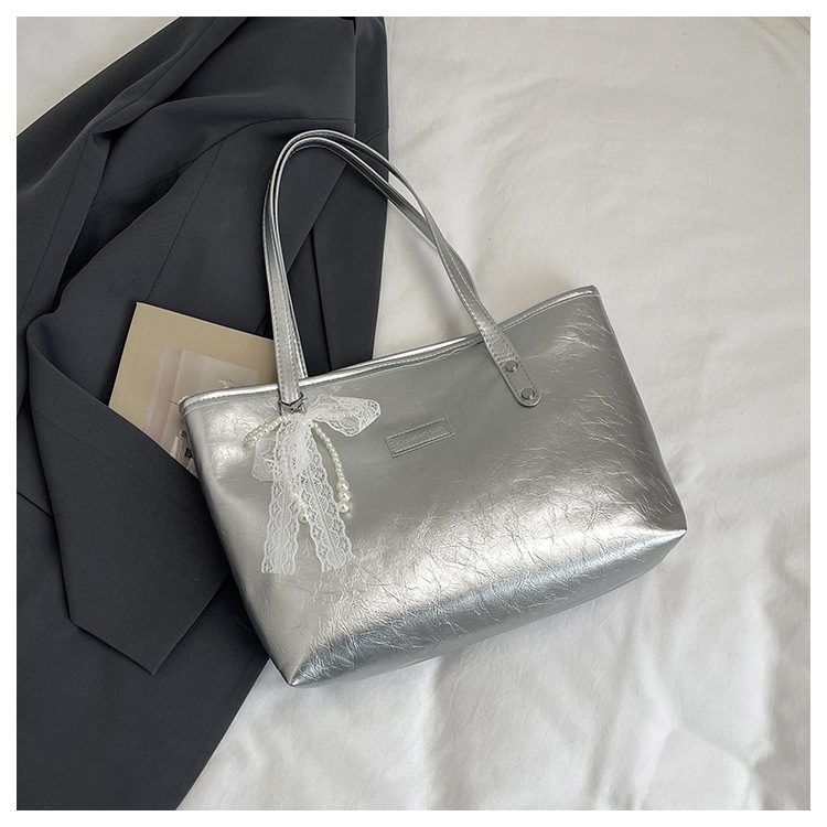 Lace Pearl Bow Tote Shoulder Bag view 12