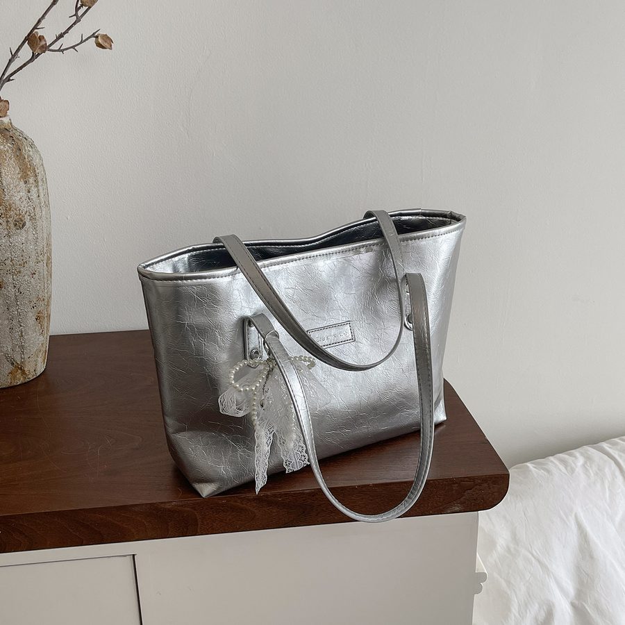 Lace Pearl Bow Tote Shoulder Bag view 2