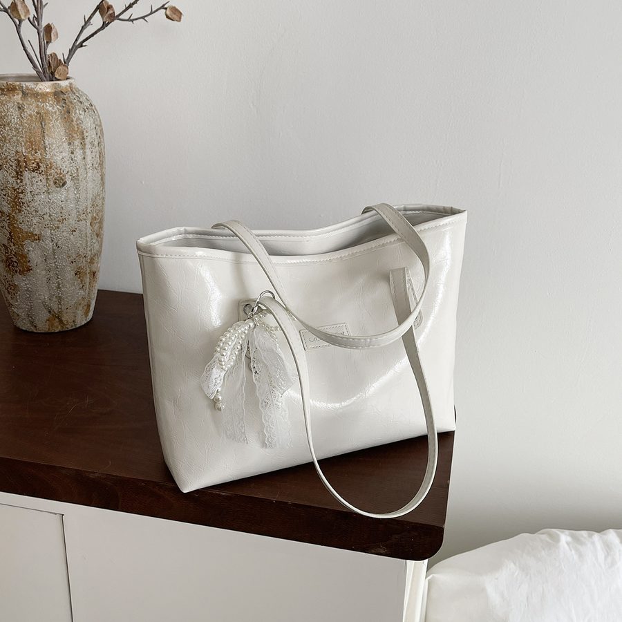 Lace Pearl Bow Tote Shoulder Bag view 3
