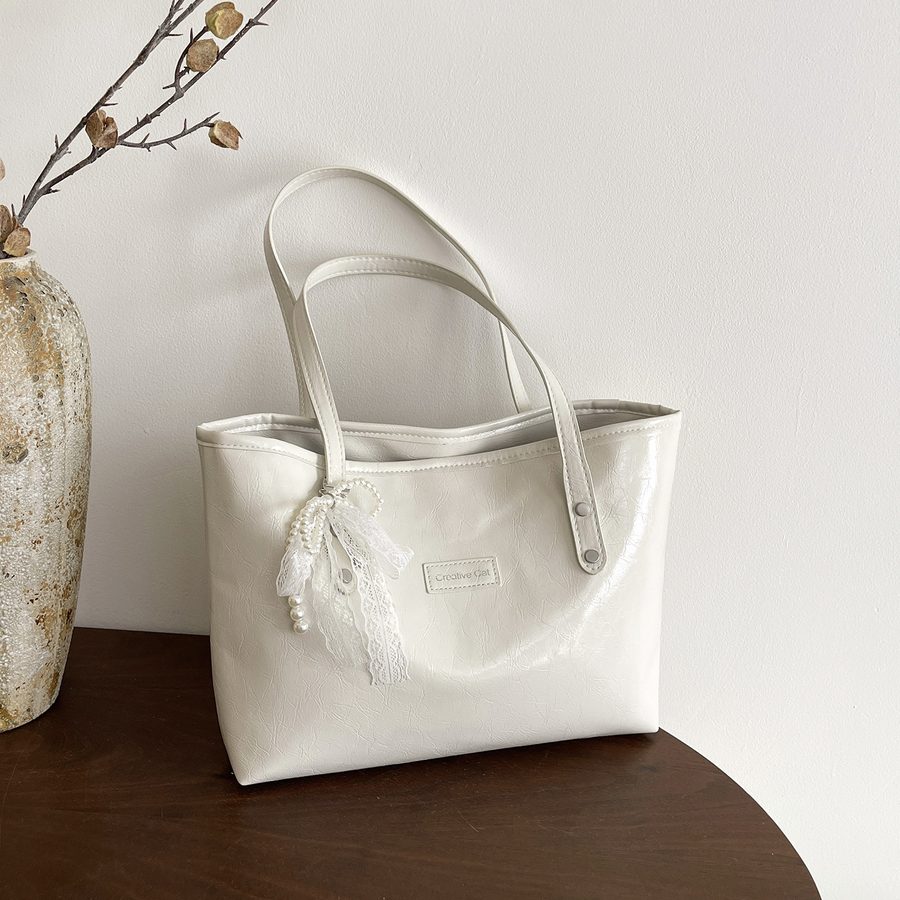 Lace Pearl Bow Tote Shoulder Bag view 4