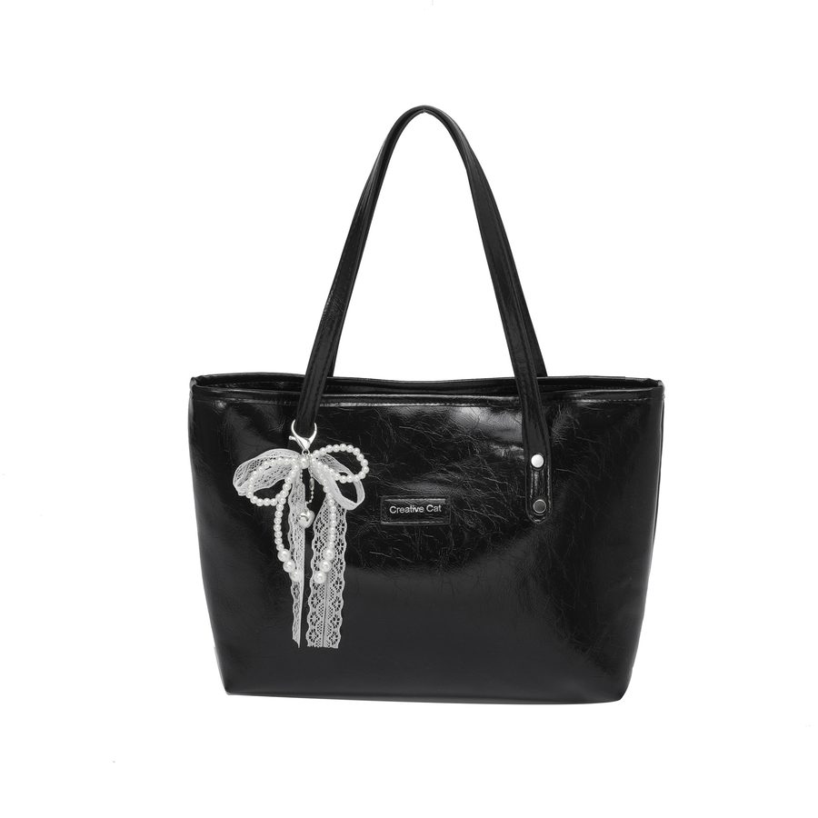 Lace Pearl Bow Tote Shoulder Bag view 5