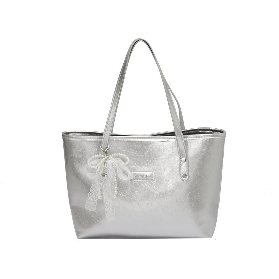 Lace Pearl Bow Tote Shoulder Bag view 8