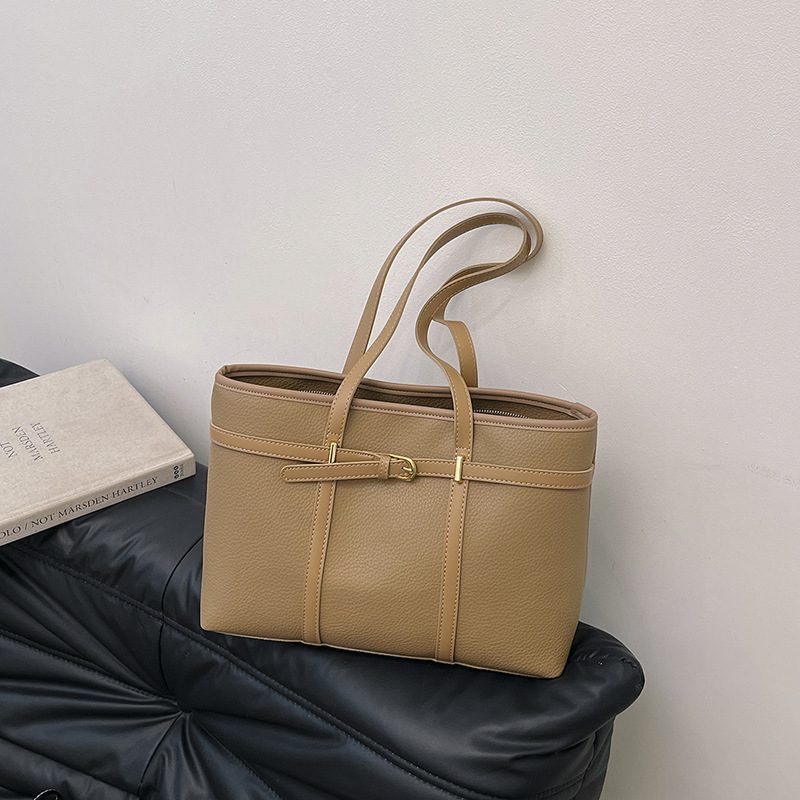 Two-Tone PU Large Tote Shoulder Bag