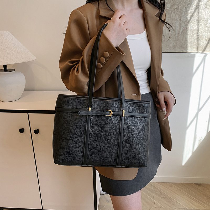 Two-Tone PU Large Tote Shoulder Bag view 3