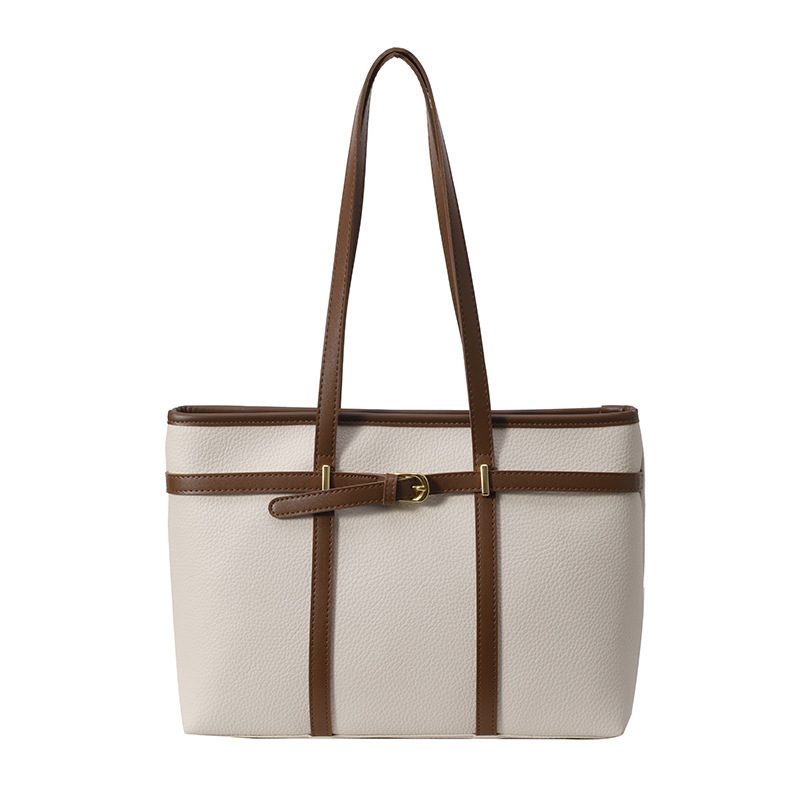 Two-Tone PU Large Tote Shoulder Bag view 6