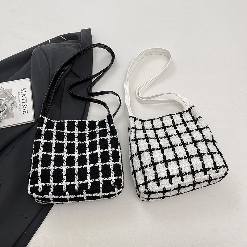 Plaid Minimalist Shoulder Tote Bag